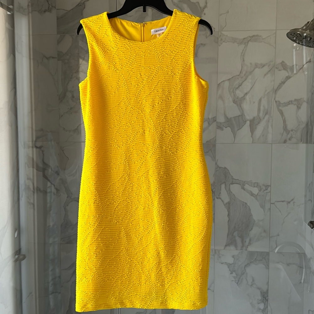 Calvin Klein Dress - S - 8, Zipper back, Lined, C - Yellow. Wore once.